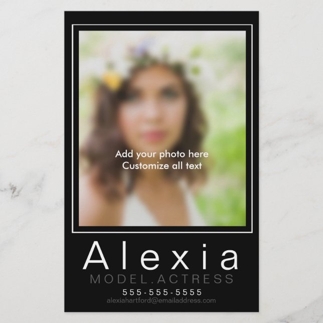 Model Comp Card Zed Template Marketing Flyer (Front)