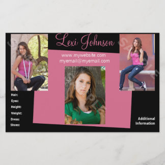 Model Comp Cards Headshot Zed Flyer