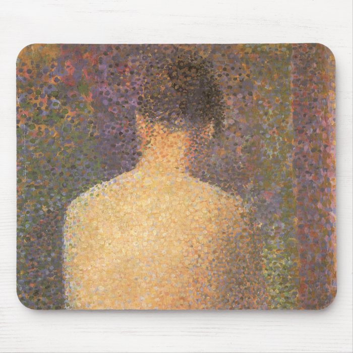 Model Behind by Seurat, Vintage Pointillism Mousepad