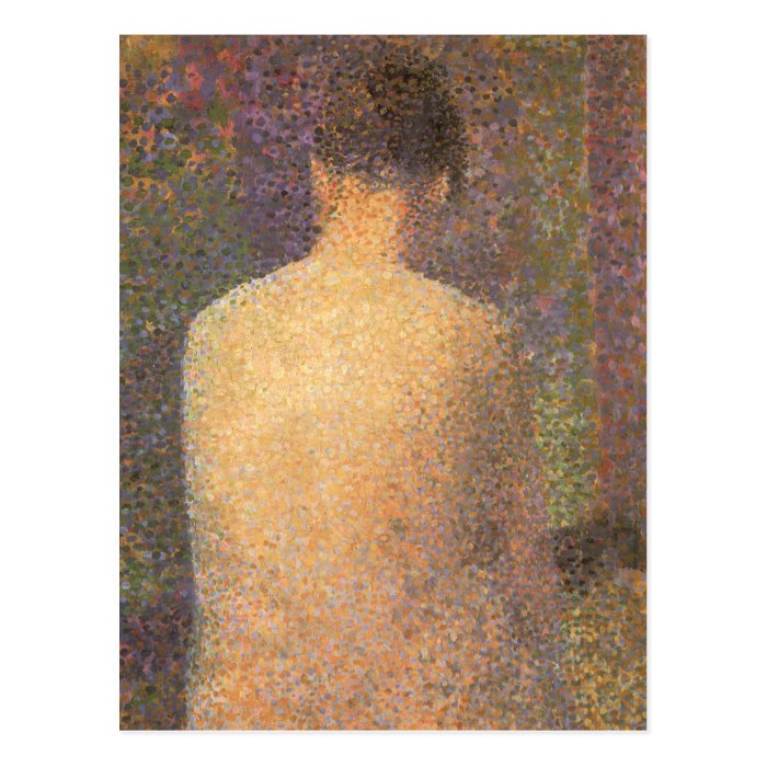 Model Behind by Seurat, Vintage Pointillism Postcards