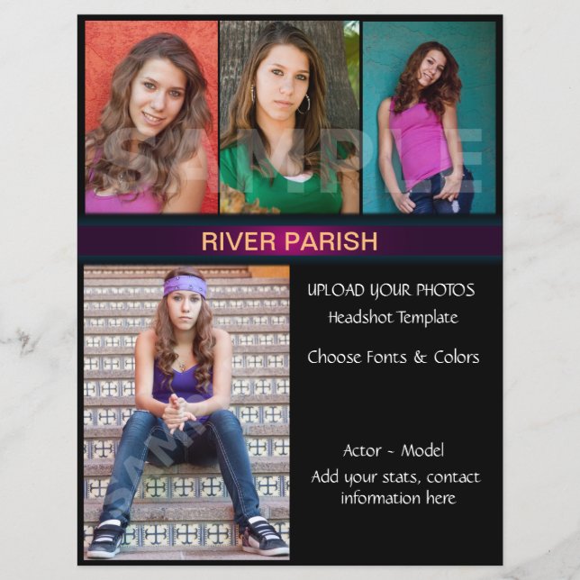 Model Headshot Comp Cards Template Flyer (Front)