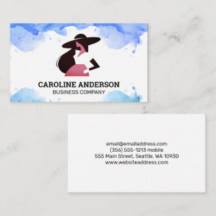 Model in Stylish Clothing   Watercolor Business Card