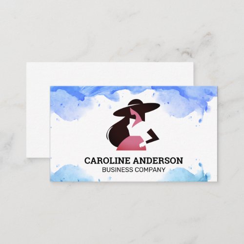 Model in Stylish Clothing  Watercolor Business Card