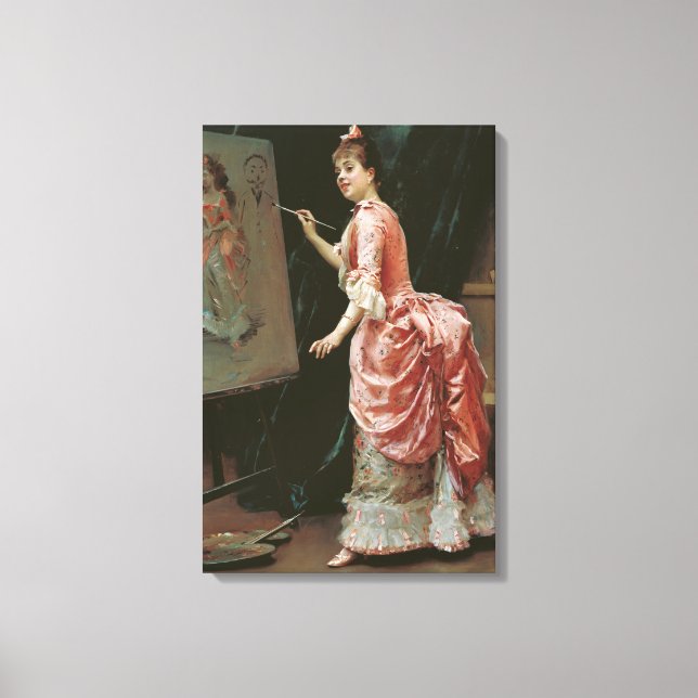 Model Making Mischief (by Raimundo de Madrazo) Canvas Print (Front)