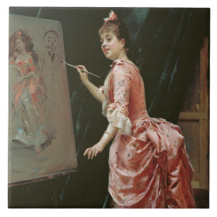Model Making Mischief (by Raimundo de Madrazo) Ceramic Tile