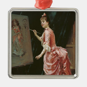 Model Making Mischief (by Raimundo de Madrazo) Metal Ornament