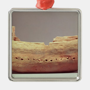 Model of a boat with a high poop deck metal ornament