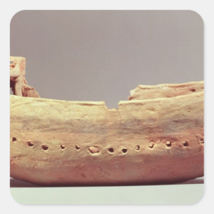 Model of a boat with a high poop deck square sticker