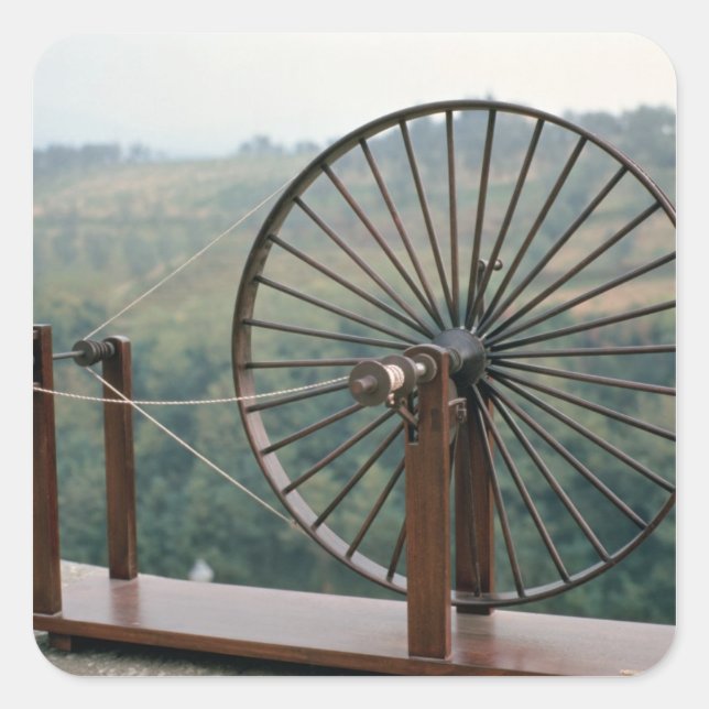 Model of a spinning machine square sticker (Front)