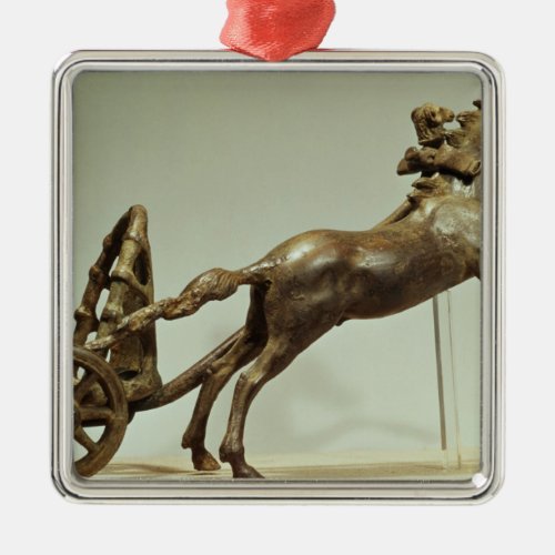 Model of a two horse chariot metal ornament