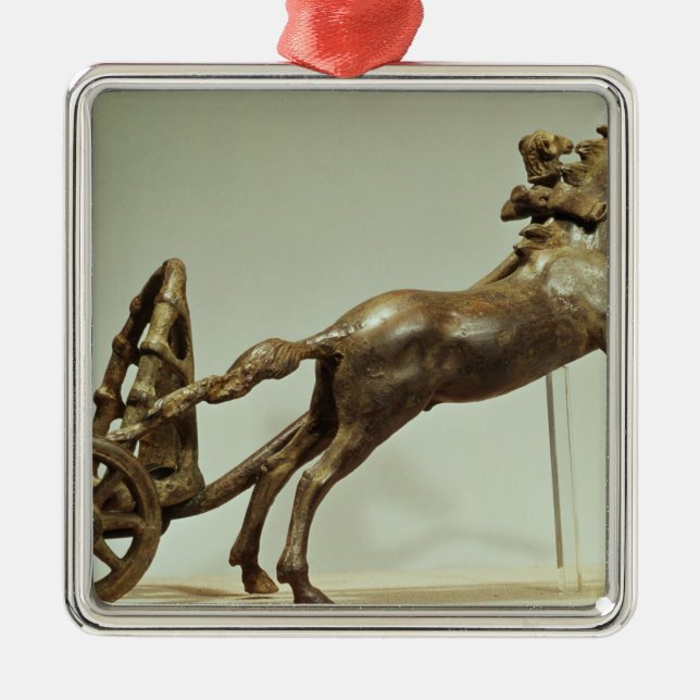 Model of a two horse chariot metal ornament (Front)