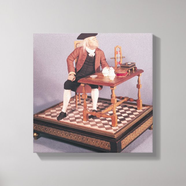Model of Benjamin Franklin  at his table Canvas Print (Front)