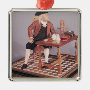 Model of Benjamin Franklin at his table Metal Ornament