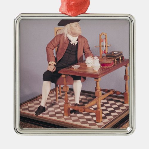 Model of Benjamin Franklin  at his table Metal Ornament