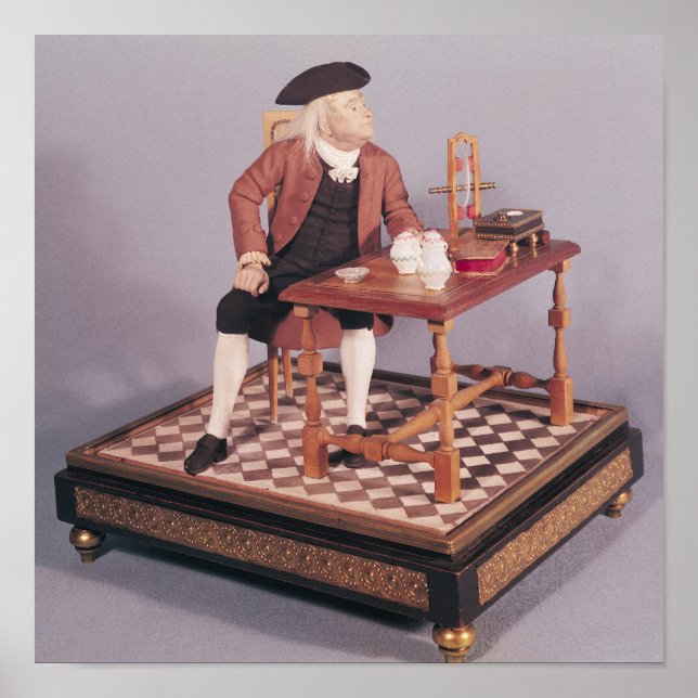 Model of Benjamin Franklin  at his table Poster (Front)