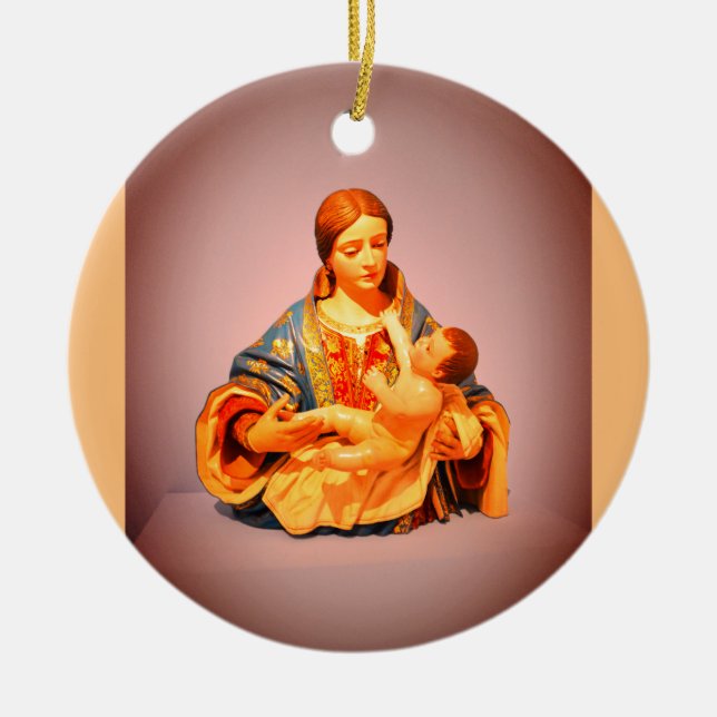 Model of Mary and Jesus Ceramic Ornament (Front)