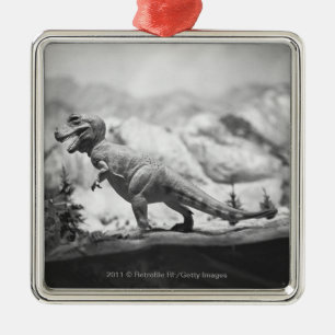 Model of tyrannosaurus rex B&W Metal Ornament