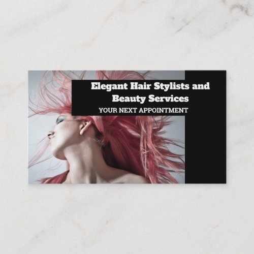 Model pink hair stylist hairdresser appointment business card