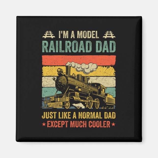 Model Railroad Train Cool Dad Fathers Day Retro  Magnet (Front)