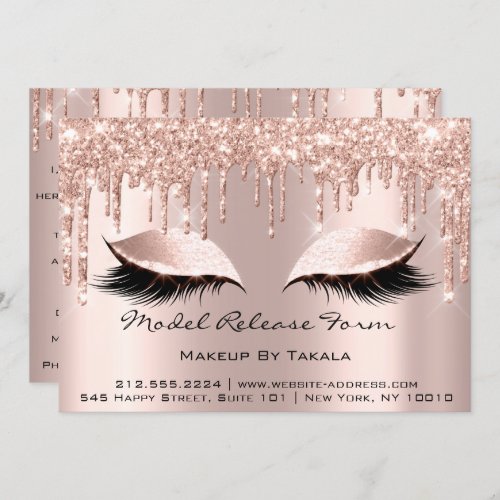 Model Release Form Makeup Artist Drips Rose Invitation