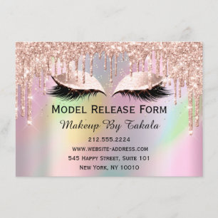 Model Release Form Makeup Artist Holographic Invitation