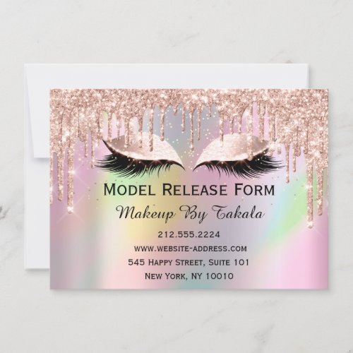 Model Release Form Makeup Artist Holographic Invitation