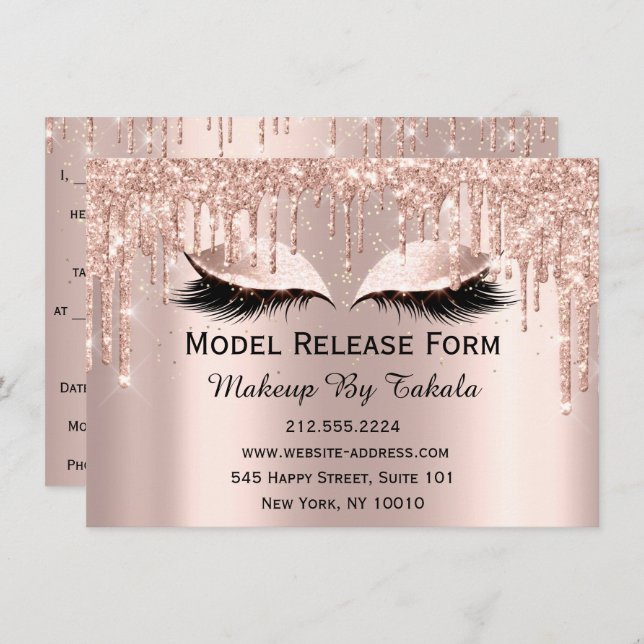 Model Release Form Makeup Artist Rose Invitation (Front/Back)