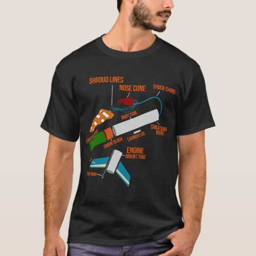 Model Rocket Diagram for a Rocketry Fan T_Shirt