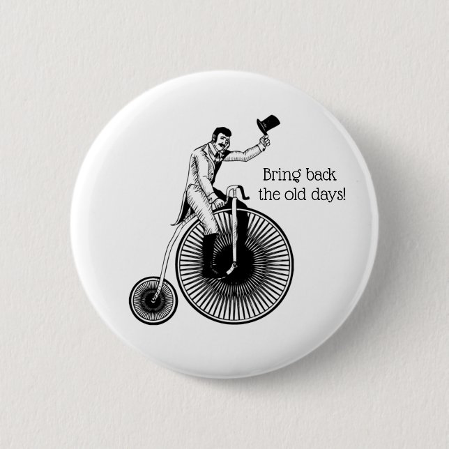Model T Penny Farthing Classic Black and White Button (Front)