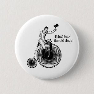 Model T Penny Farthing Classic Black and White Button