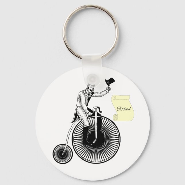 Model T Penny Farthing Classic Black And White Keychain (Front)