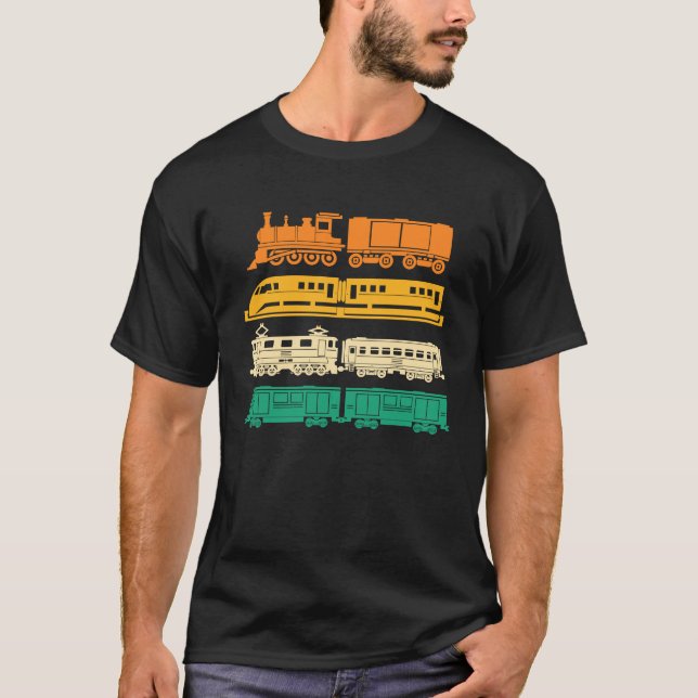 Model Train Railroad Train  Retro Locomotive Train T-Shirt (Front)