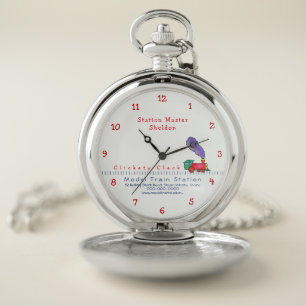 Model Train Station Pocket Watch