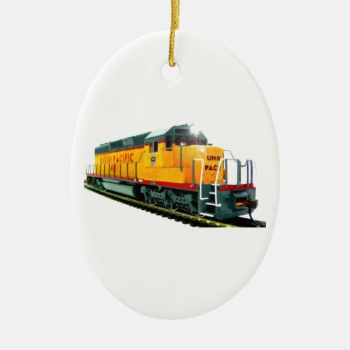 Model UP Diesel Locomotive Ceramic Ornament