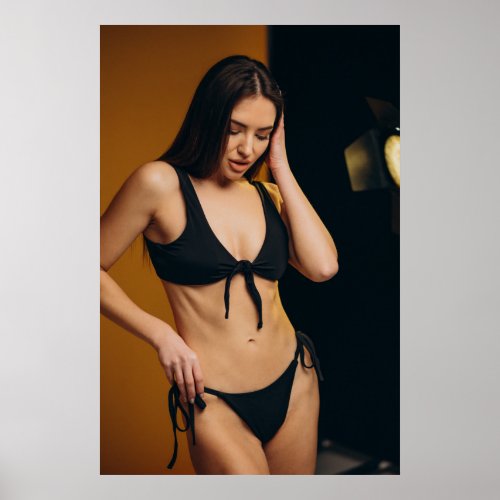 Model Wearing A Black Swimsuit 24x36 Poster