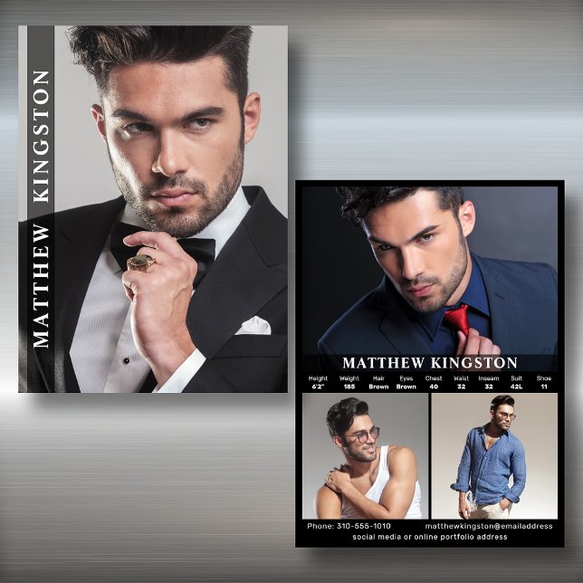 Modeling 4 Photo Two Sided Composite Card Template (Available in high quality print or instant download for quick messaging, email or self printing.)