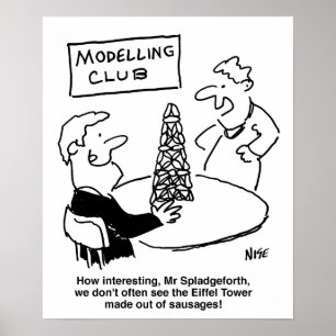 Modeling Club Eiffel Tower Made from Sausages Poster