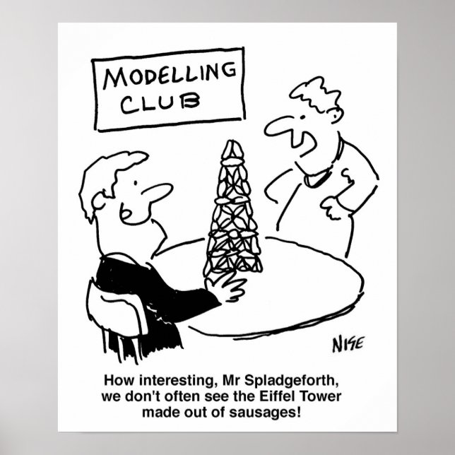 Modeling Club Eiffel Tower Made from Sausages Poster (Front)