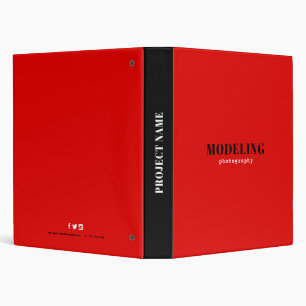 Modeling Photographer Minimalistic Red & Black 3 Ring Binder