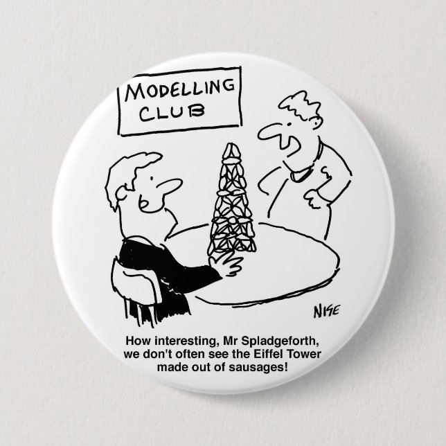Modelling Eiffel Tower Cartoon Button (Front)
