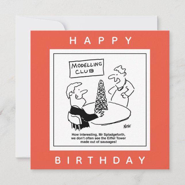 Modelling Eiffel Tower Cartoon Card (Front)