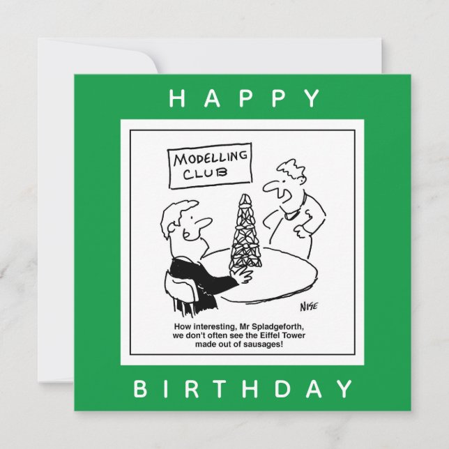 Modelling Eiffel Tower Cartoon Card (Front)