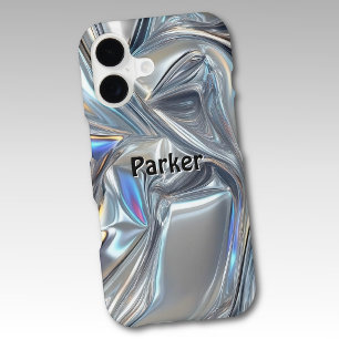 Models 11 - 17, Iridescent Chrome Metallic Pattern iPhone 17 Case