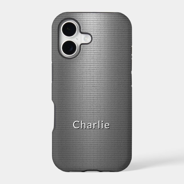Models 11 - 17, Shiny Metal Grid Effect Iphone Case (Back)