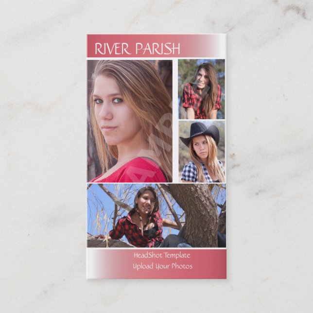 Models and Actors Headshot Business Card (Front)