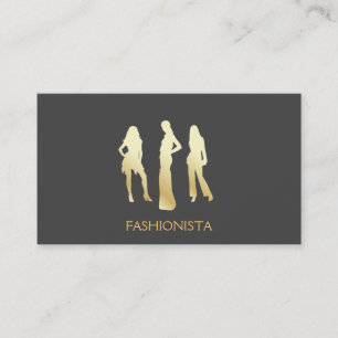 Models (gold) Gray background Business Card