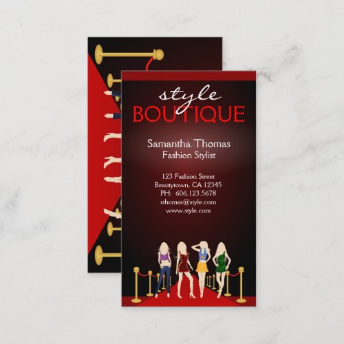 Models on the Red Carpet Fashion Boutique Business Card