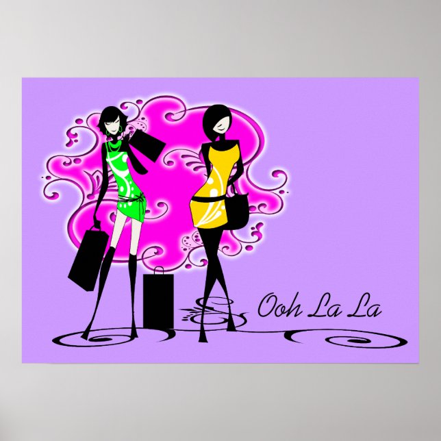 Models shopping purple pink girls poster (Front)