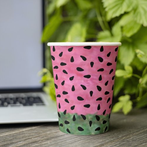Modem Summer Pink  Green Watercolors Paper Cups