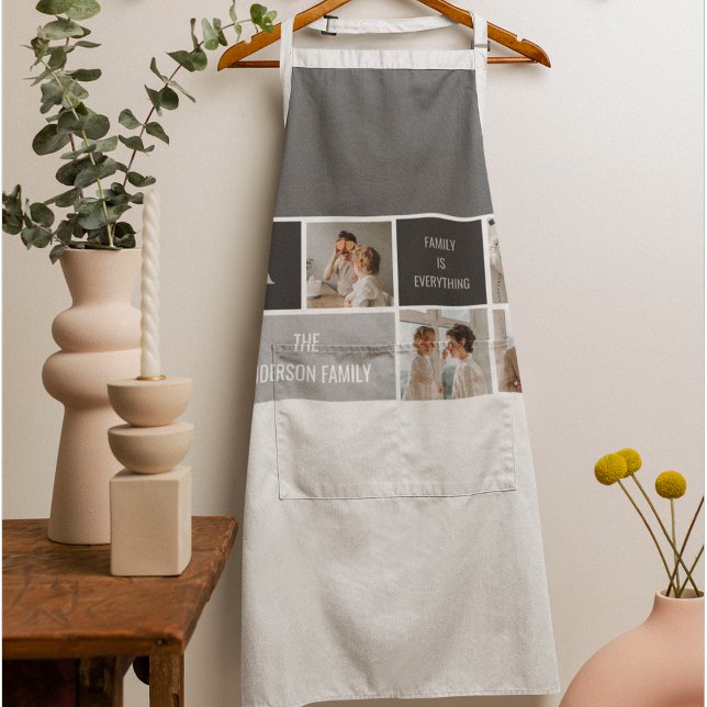 Moden 3Collage Photo & Grey Best Family Gift Apron (Creator Uploaded)